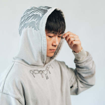 Kuromu Washed Grey Hoodie