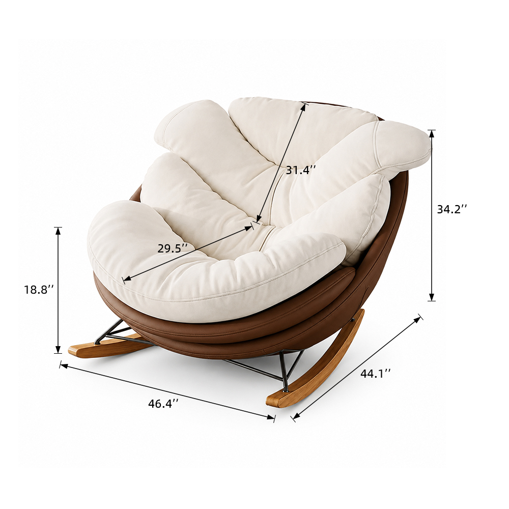 Modern Rocking Chair  Plush Comfort Ergonomic Design Durable Wooden Base for Relaxation