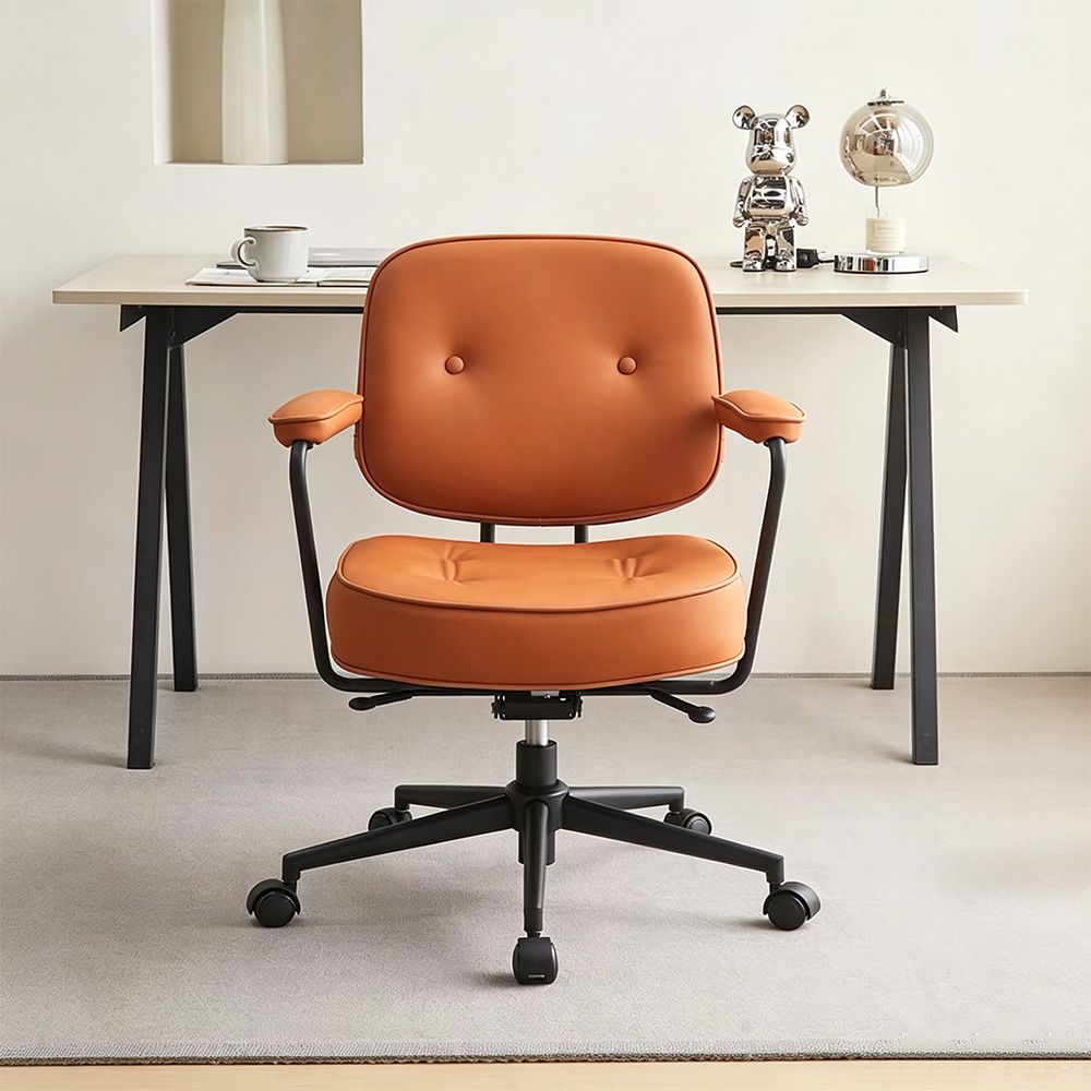 Leather Adjustable Reclining Office Chair 1 Piece