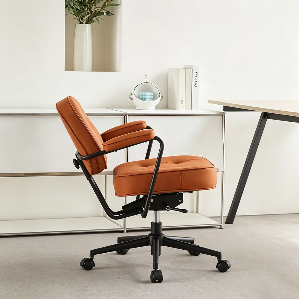 Leather Adjustable Reclining Office Chair 1 Piece