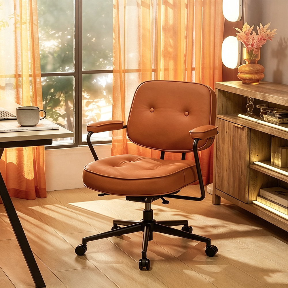 Leather Adjustable Reclining Office Chair 1 Piece