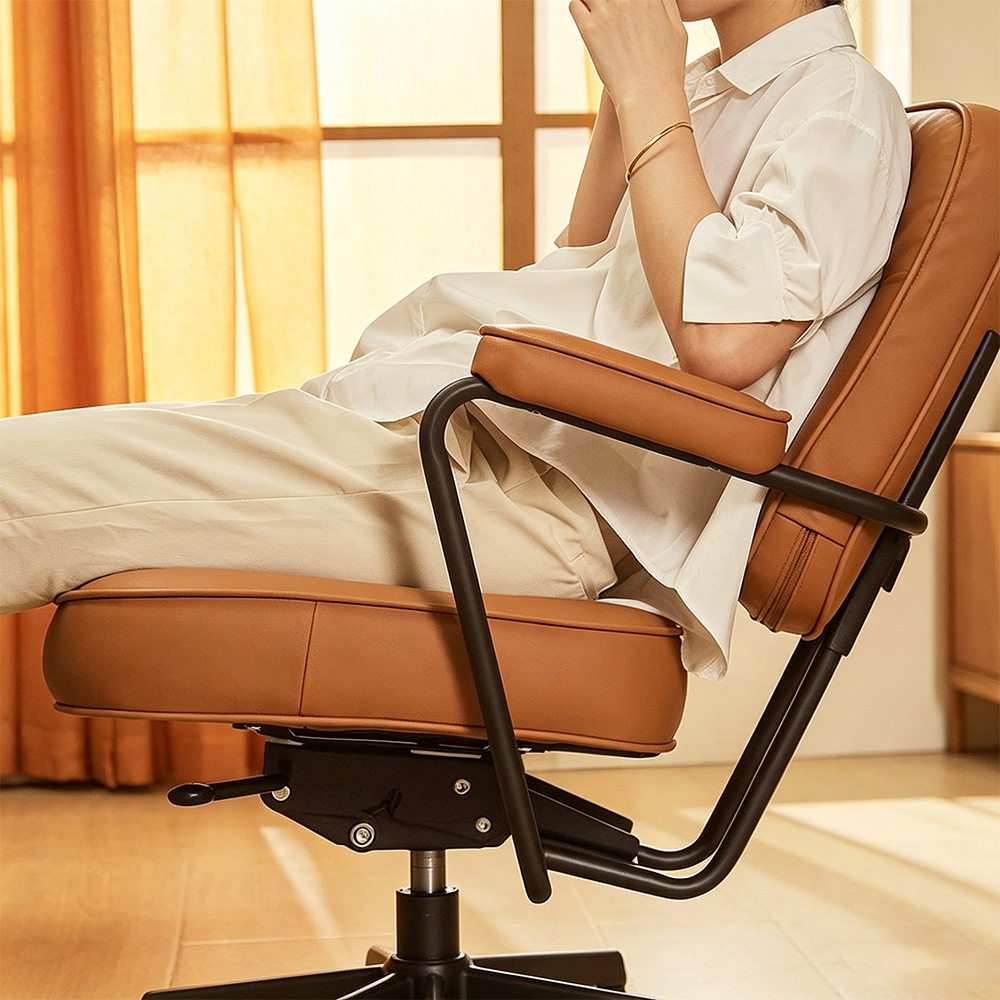 Leather Adjustable Reclining Office Chair 1 Piece