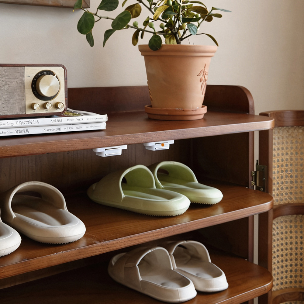 33.1" Wood Rattan Entryway Shoe Cabinet Organizer