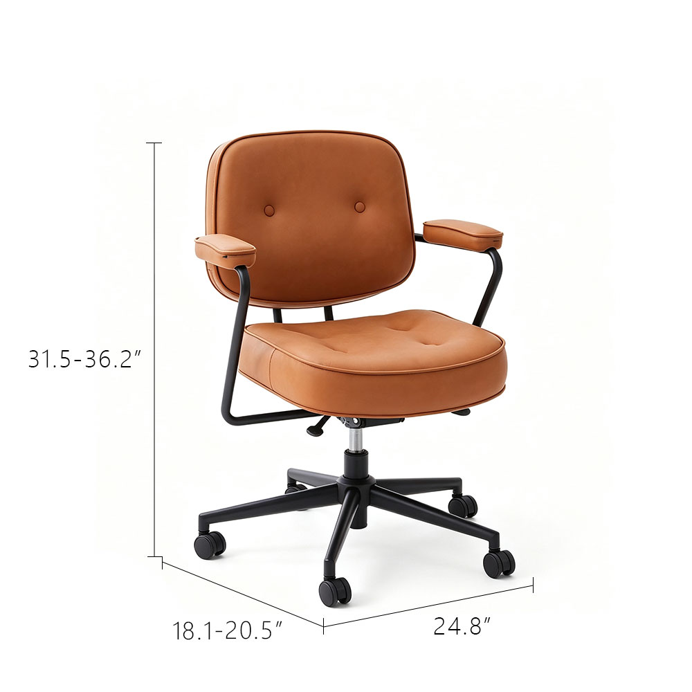 Leather Adjustable Reclining Office Chair 1 Piece