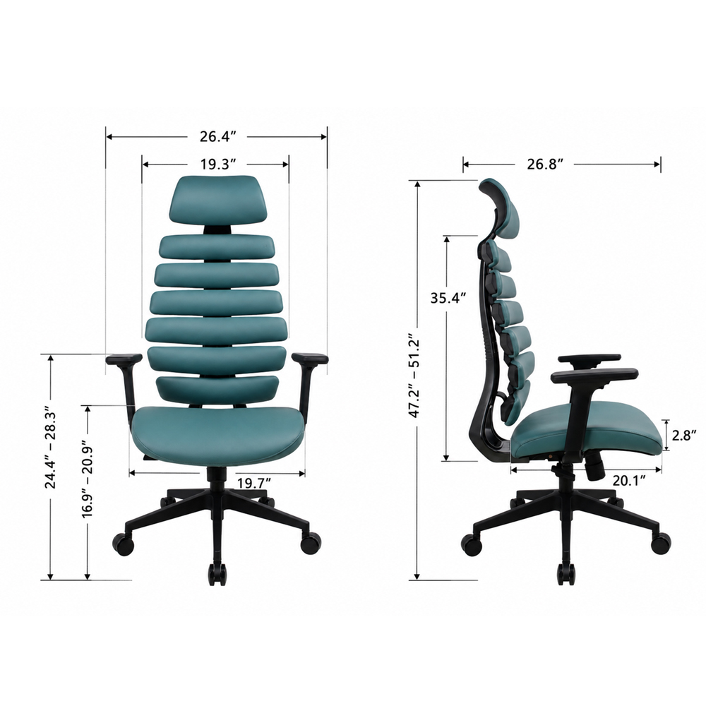PU Leather Home Office Chair with 3D Armrests & Synchro-Tilt Mechanism