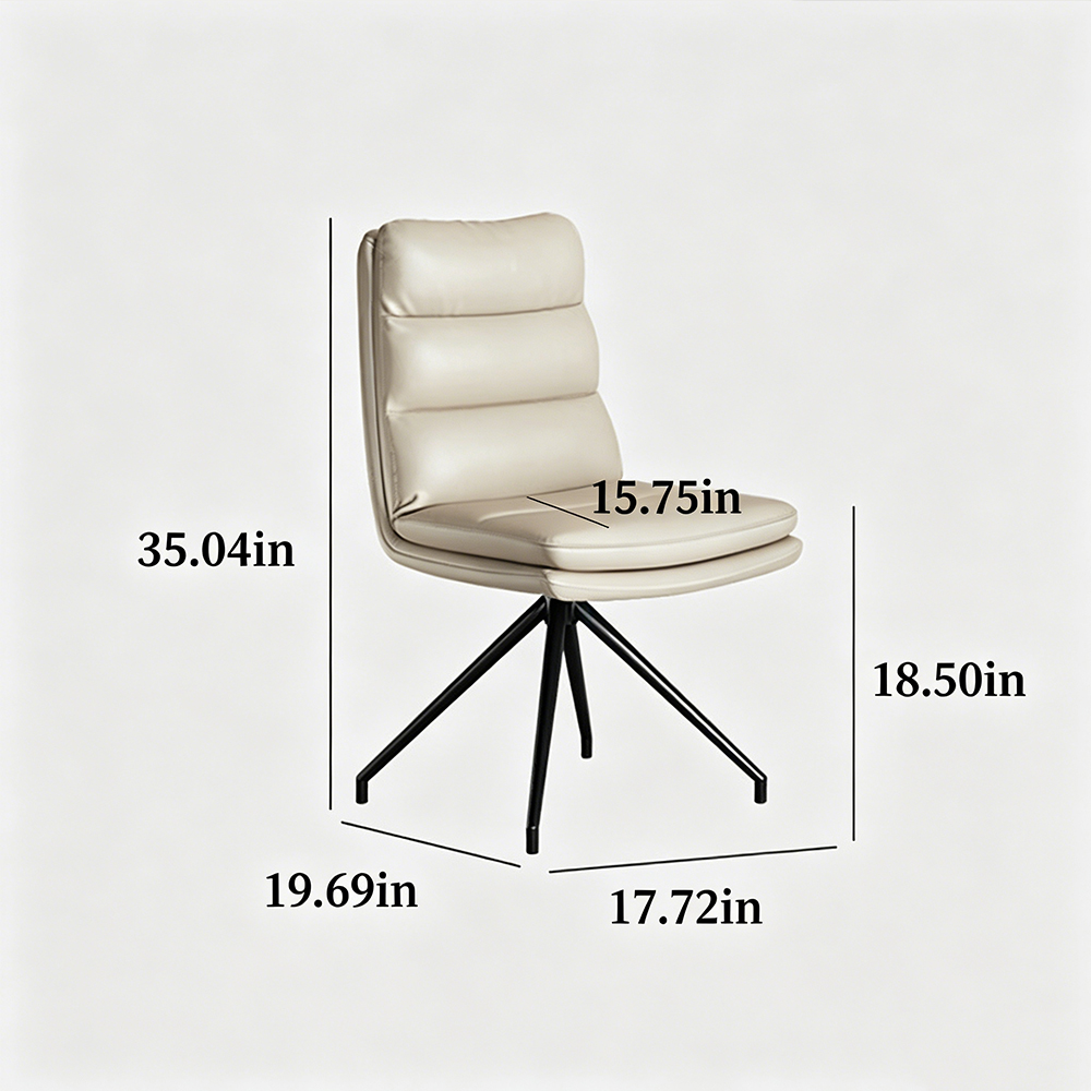 Minimalist Armless Layer Cushion Swivel Metal Leg Residential Chair 1 Piece