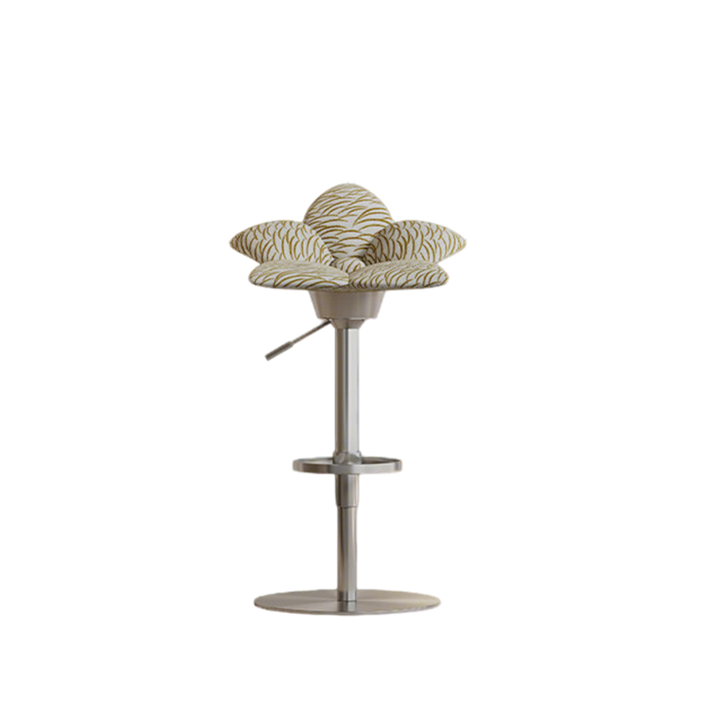Adjustable Swivel Bar Stool with Petal-Shaped Upholstered Seat and Chrome Base 1 Piece