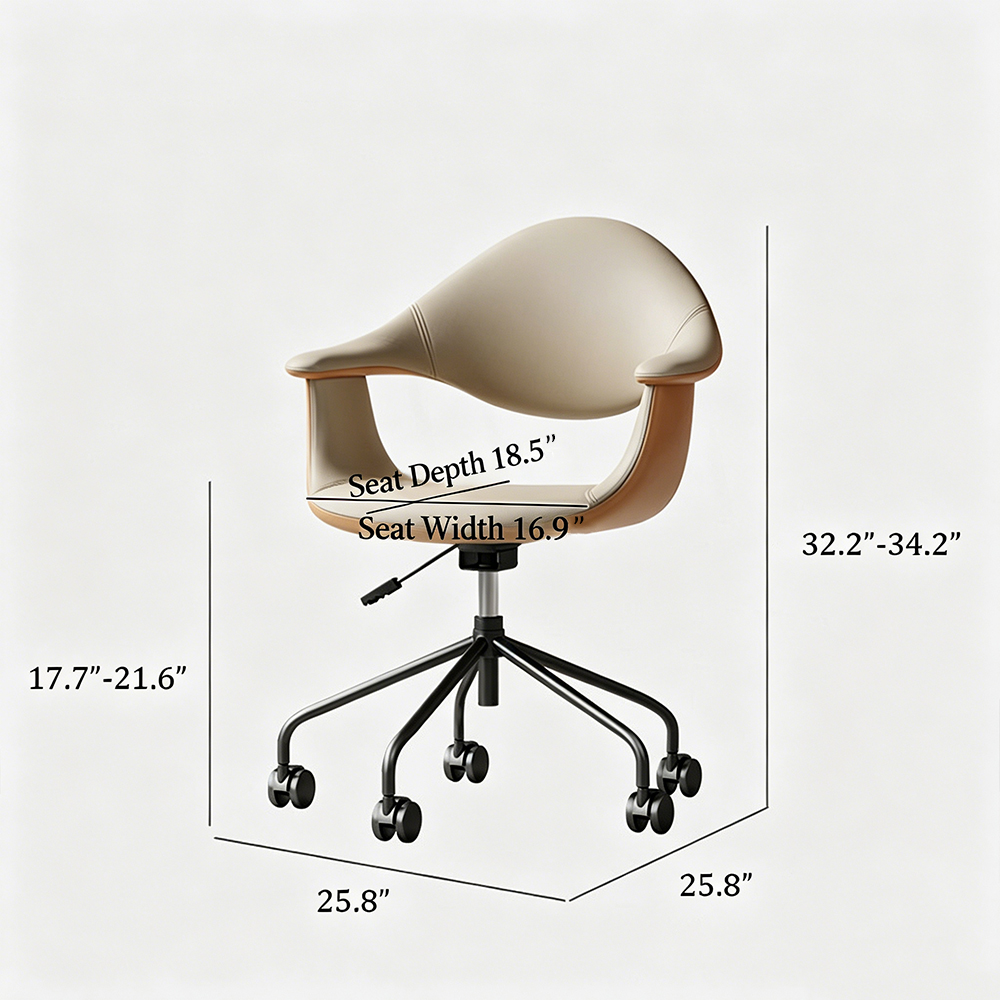PU Leather 360 Swivel Rolling Height Adjustable Office Chair 1 Piece