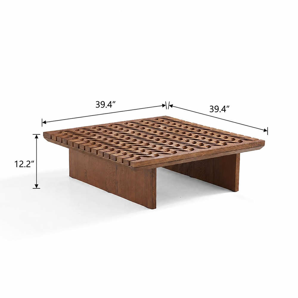 Premium Walnut Veneer Ash Wood Square Living Room Center Table