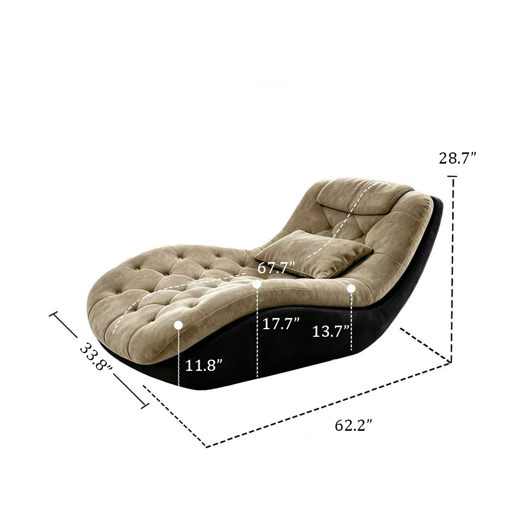 Modern Tufted Chaise Lounge Chair with Curved Base