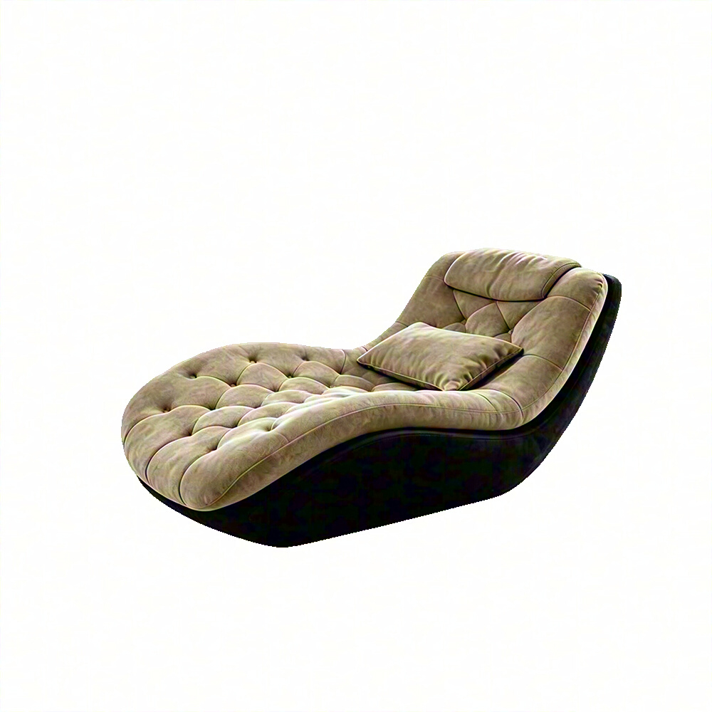 Modern Tufted Chaise Lounge Chair with Curved Base
