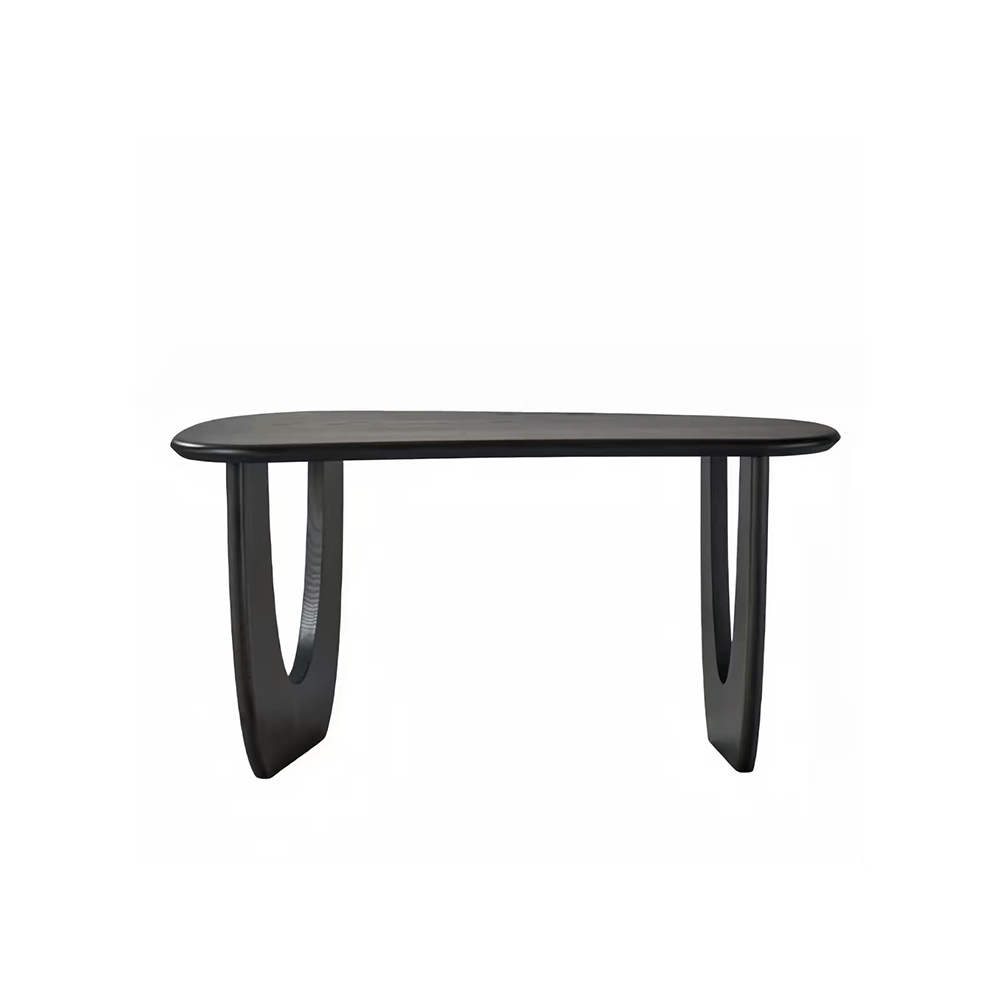 Sculptural U Hollow Leg Natural Grain Solid Wood Curved Writing Desk