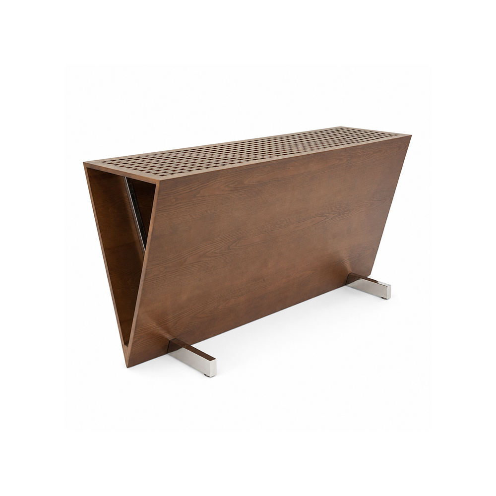 Ash Wood Veneer Trapezoid Shape Console Table
