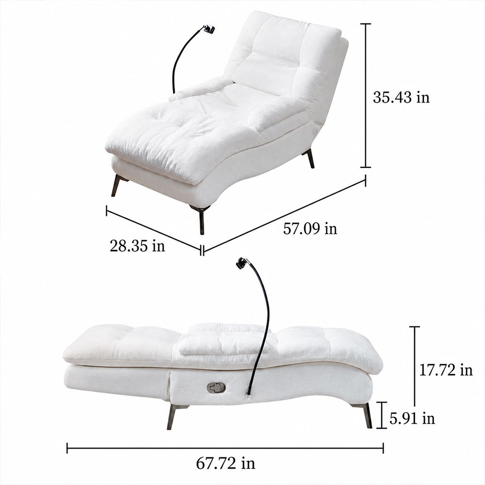 Neutral Tone Chenille Electric Recliner Media Lounge Chair
