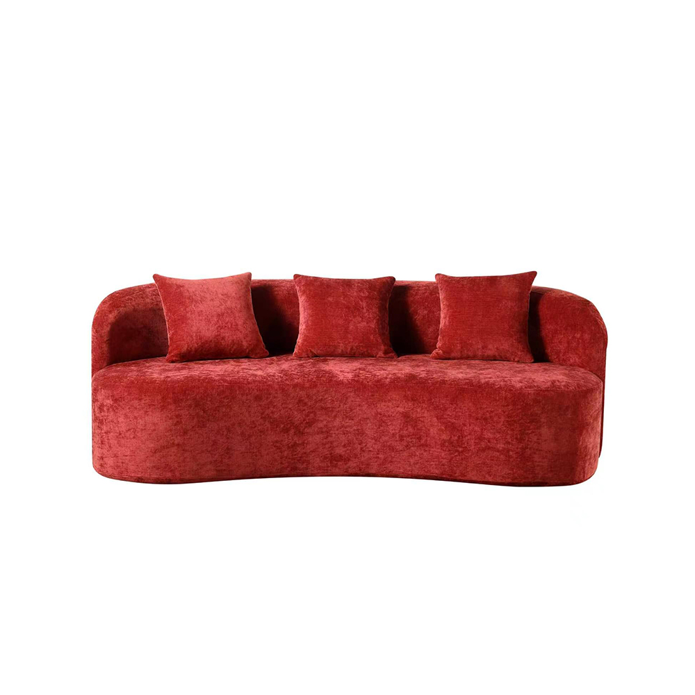 78.7" Bold Red Crushed Velvet Curved Wave Vacuum Compressed Modular Sofa
