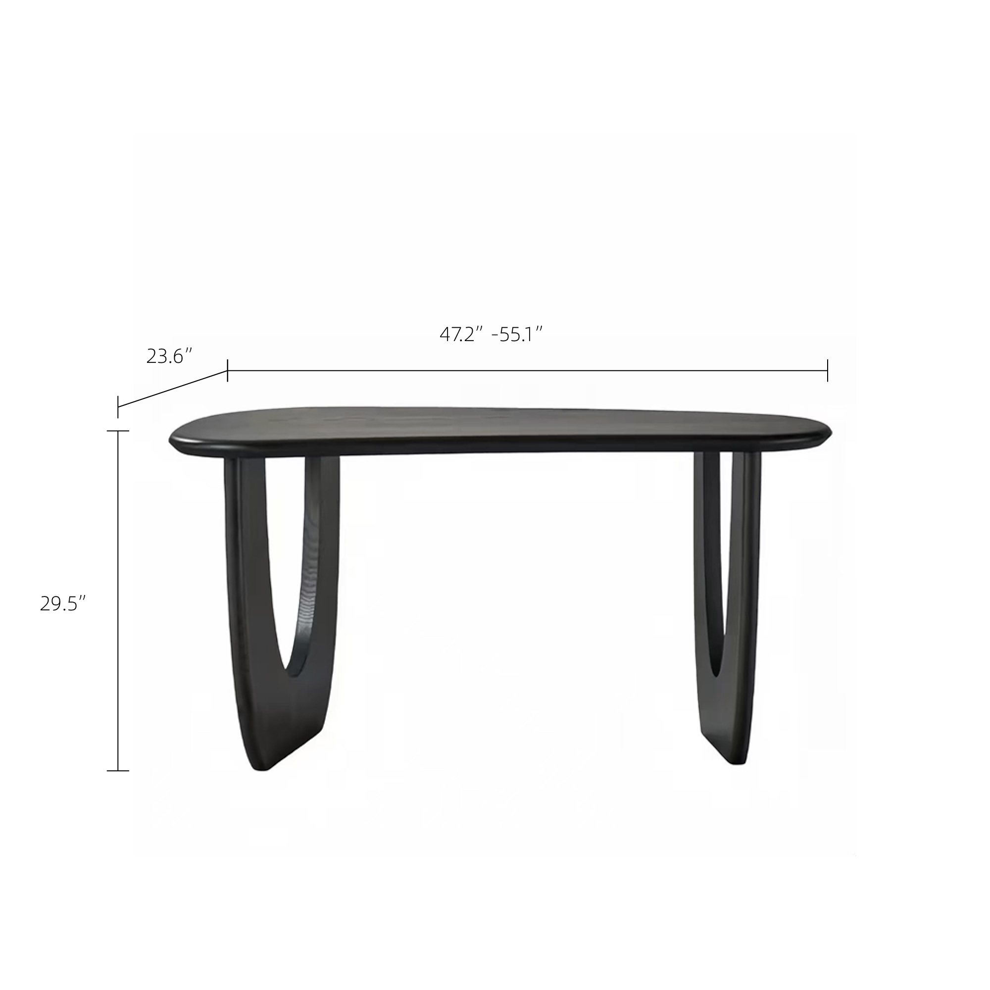Sculptural U Hollow Leg Natural Grain Solid Wood Curved Writing Desk