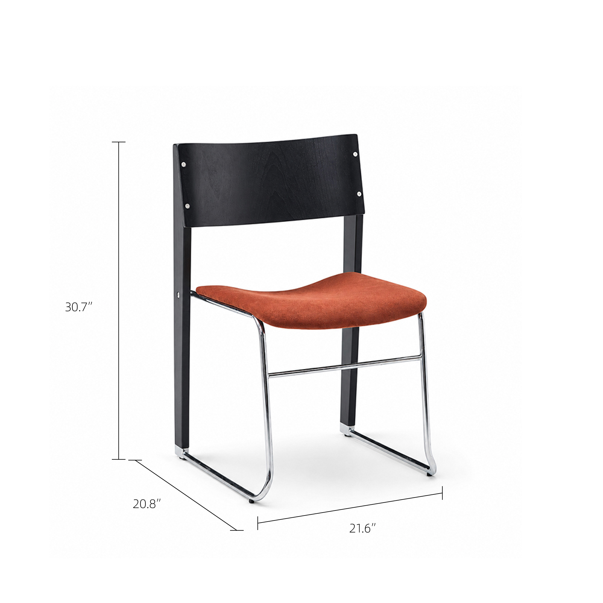 Ergonomic Concave Velvet Pad Polished Chrome Frame Side Dining Chair (Set of 2)