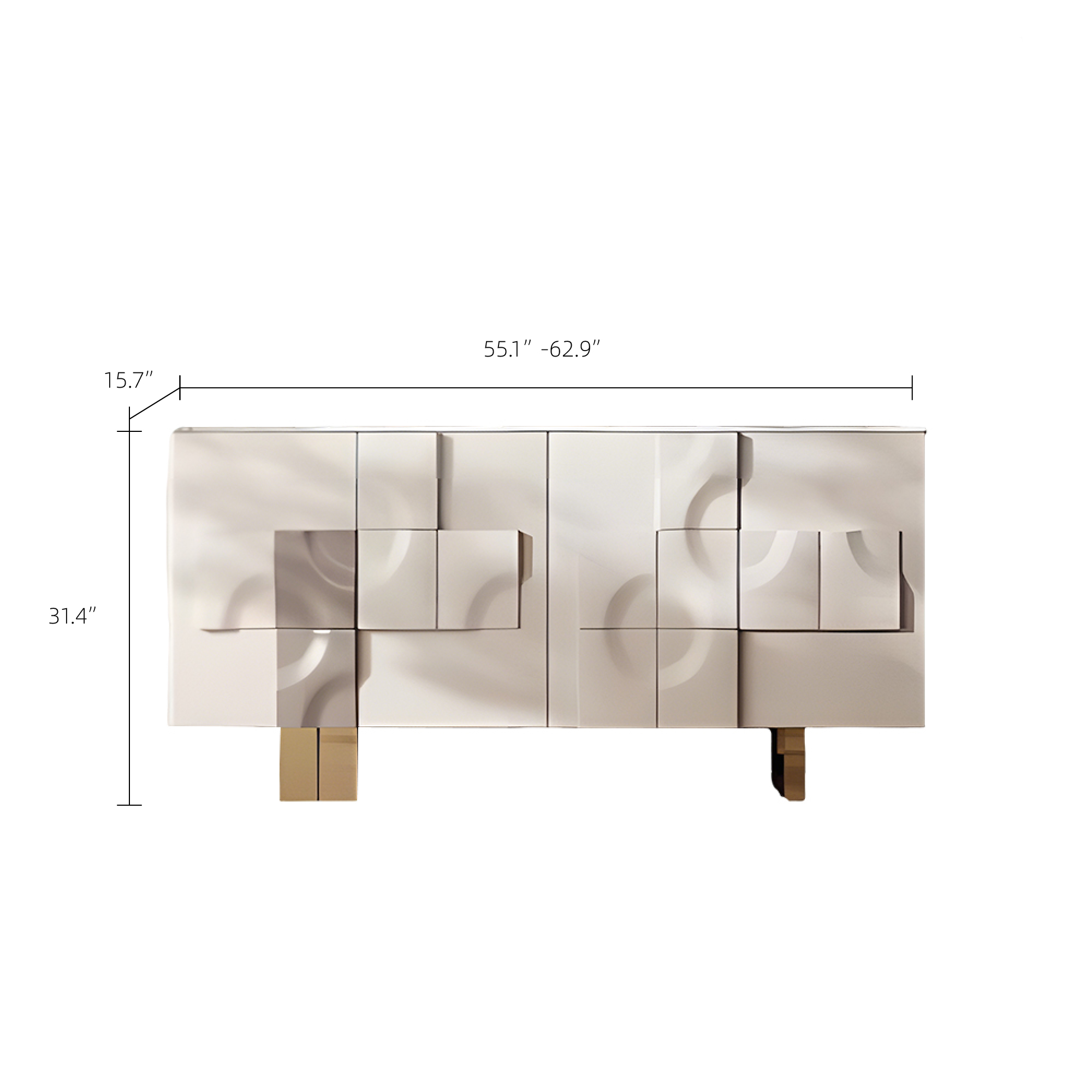  Marble Top Geometric Embossed Sideboard Cabinet