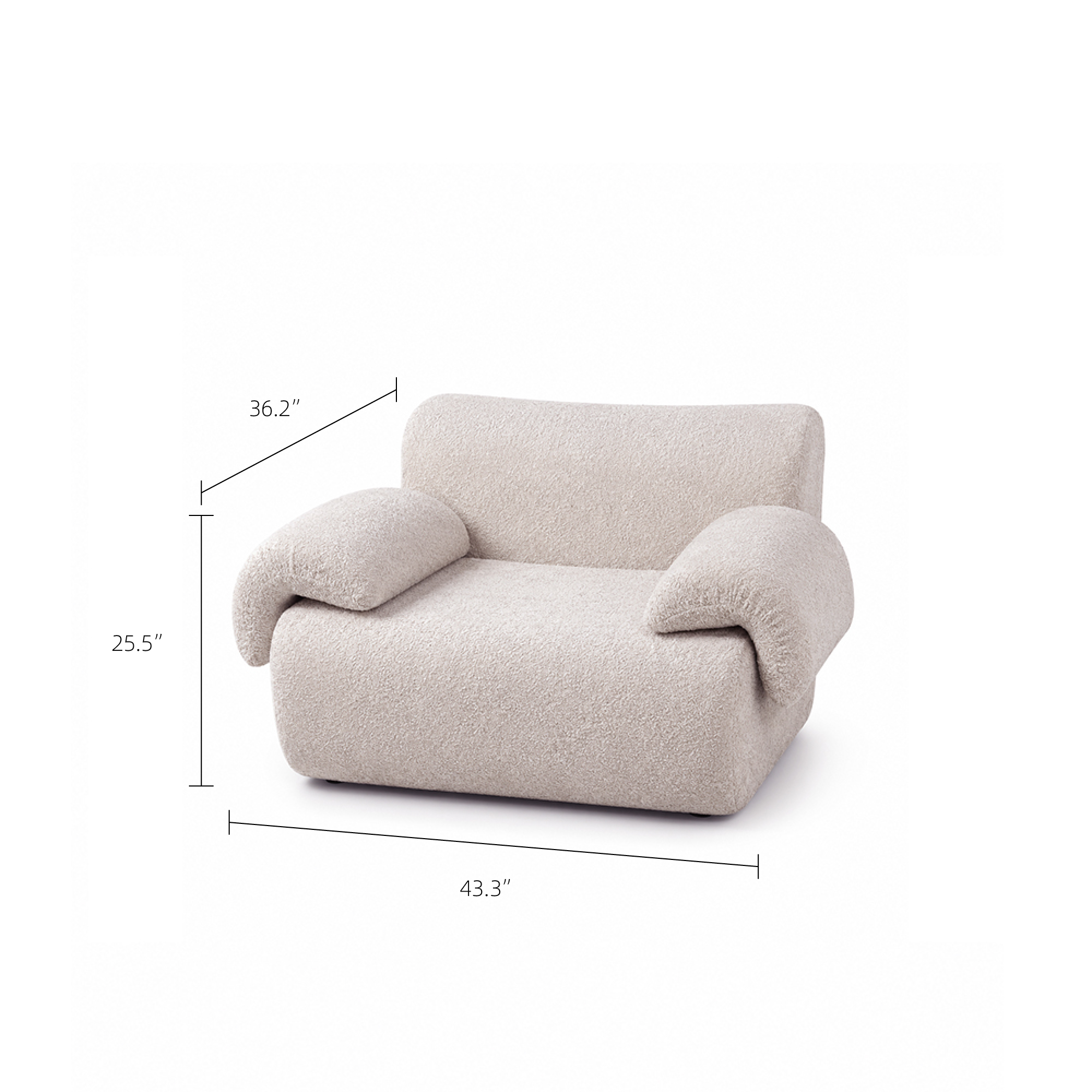 Soft and Fluffy Ivory Bouclé Compressed Sofa