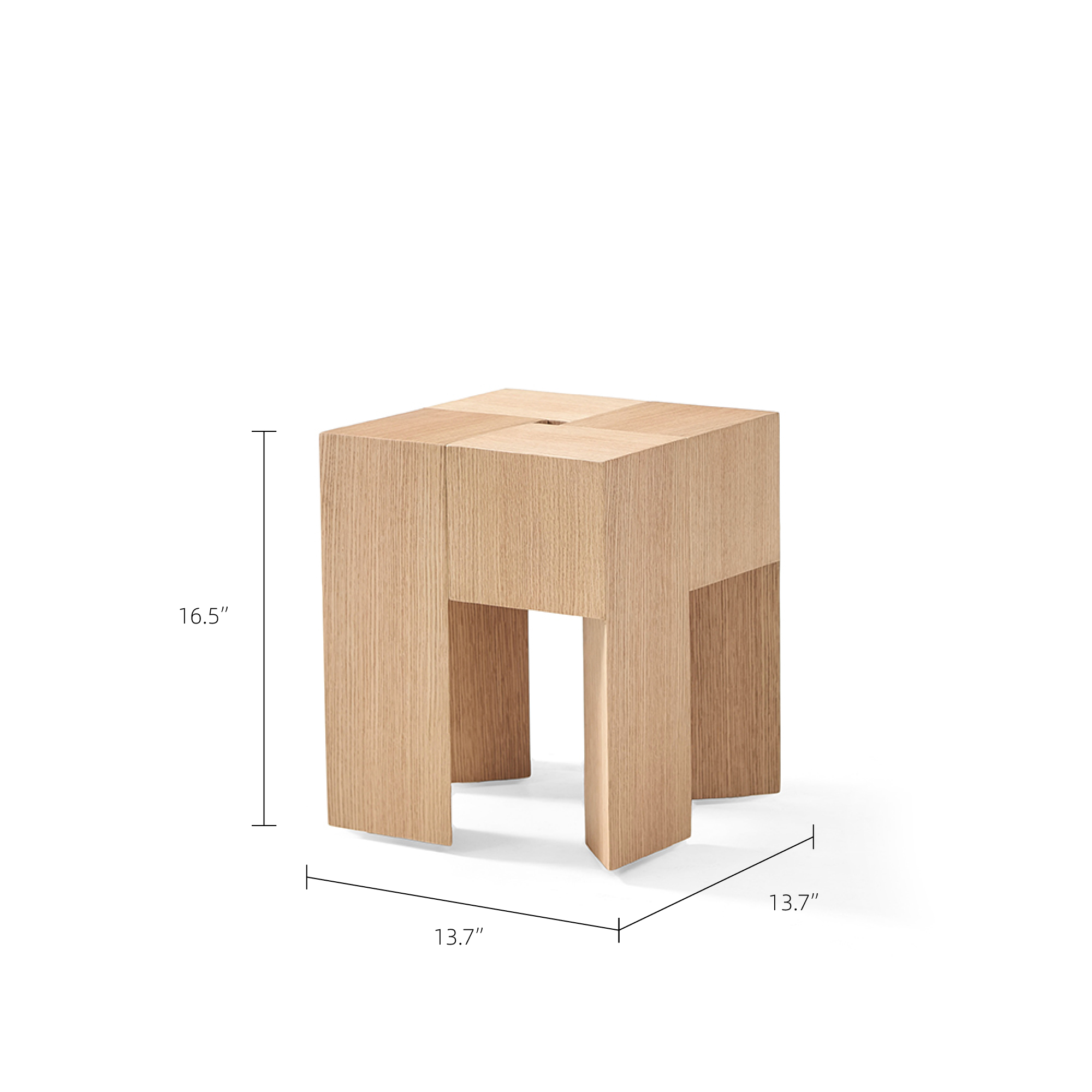 Geometric Split Block White Oak Veneer Multi Layer Wood Side Table