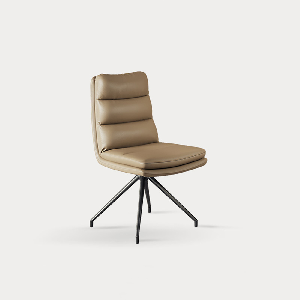 Minimalist Armless Layer Cushion Swivel Metal Leg Residential Chair 1 Piece