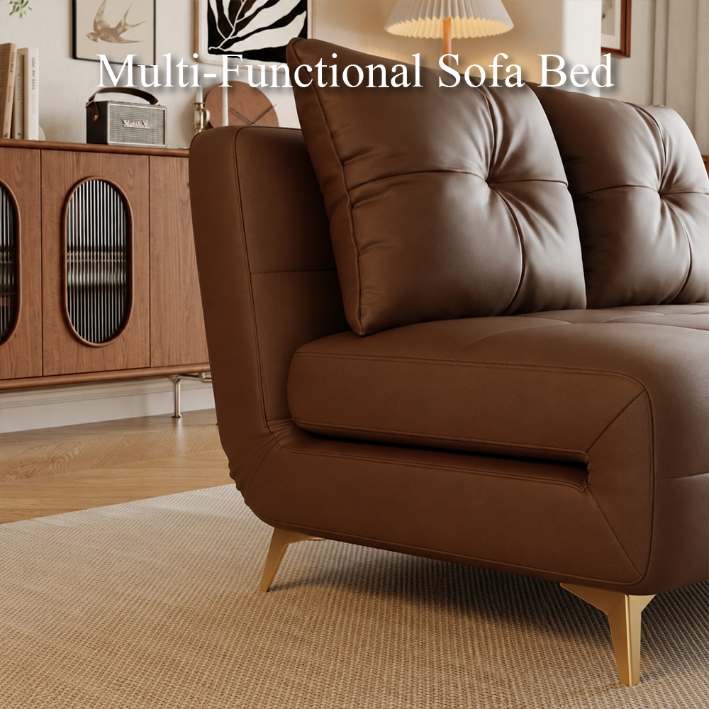 Faux Leather 2 Seater Convertible Tufted Sofa Bed