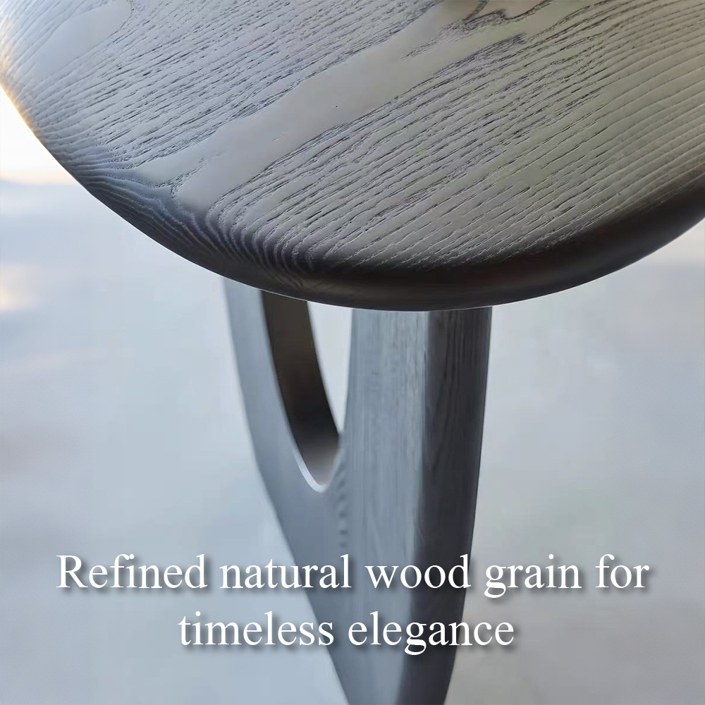 Sculptural U Hollow Leg Natural Grain Solid Wood Curved Writing Desk