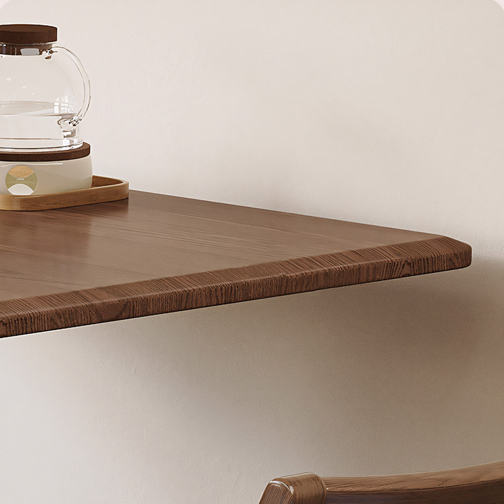 Space-Saving Folding Dining Table with Built-In Chair Storage and Wood Grain Finish