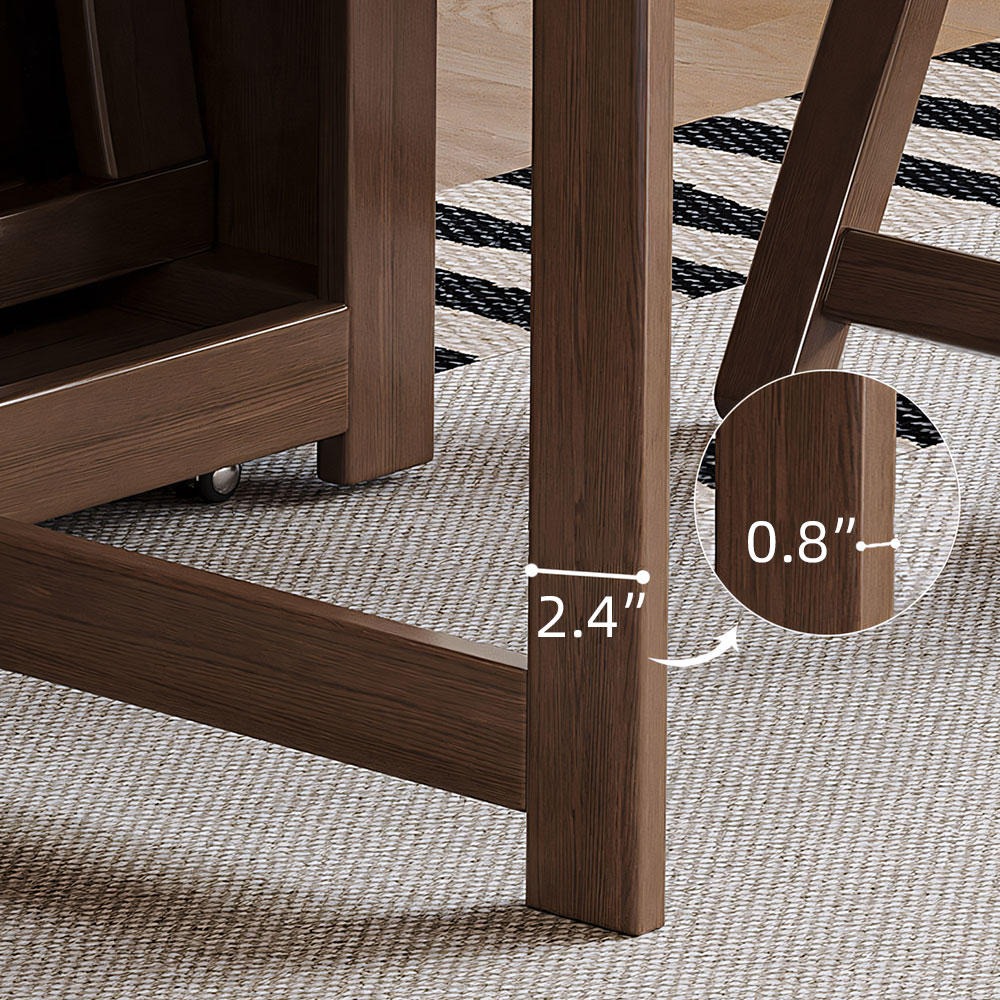 Space-Saving Folding Dining Table with Built-In Chair Storage and Wood Grain Finish