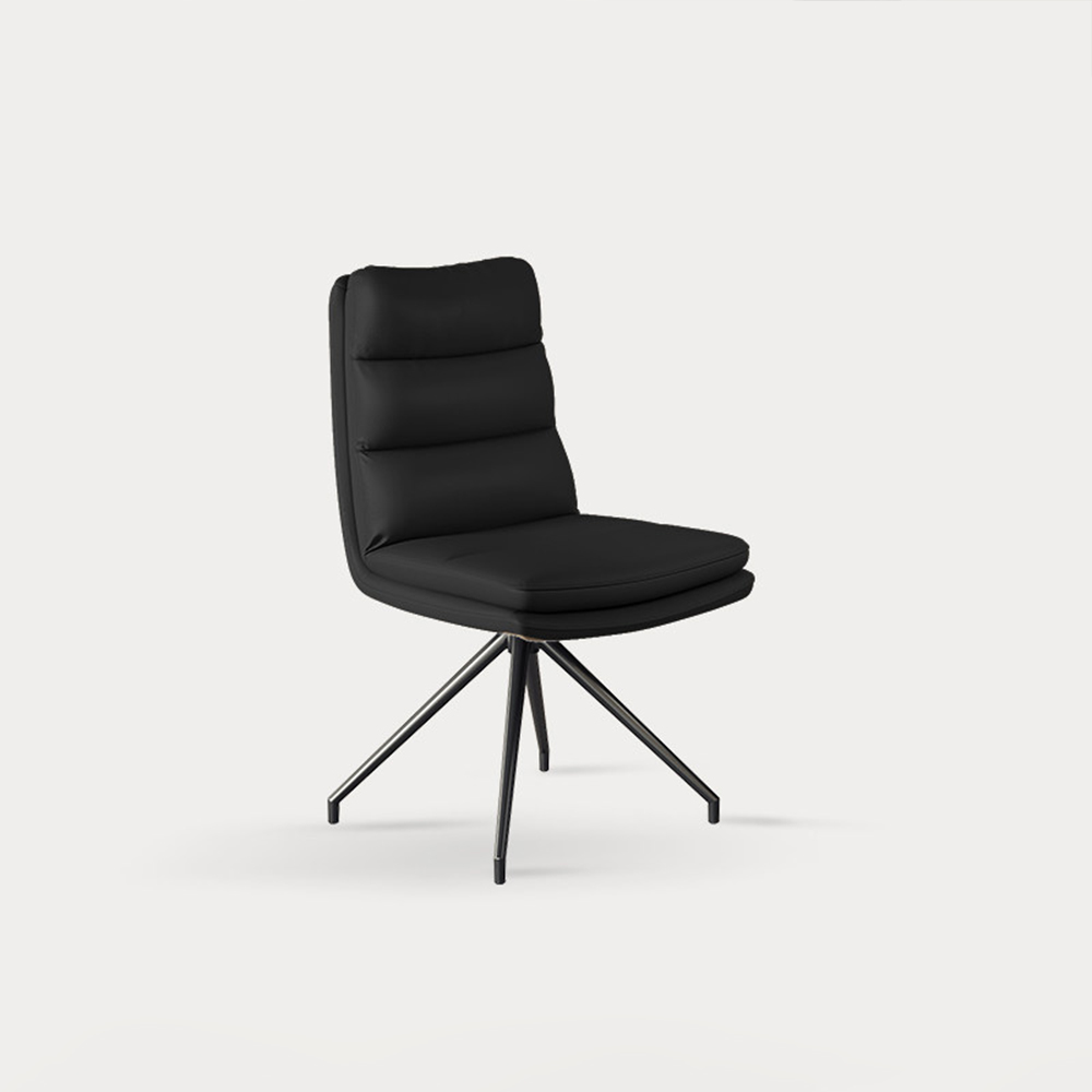 Minimalist Armless Layer Cushion Swivel Metal Leg Residential Chair 1 Piece