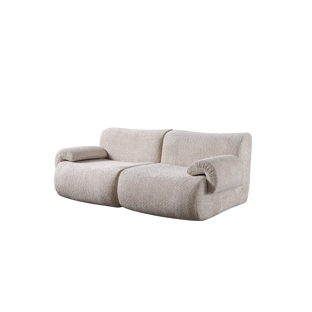 Soft and Fluffy Ivory Bouclé Compressed Sofa