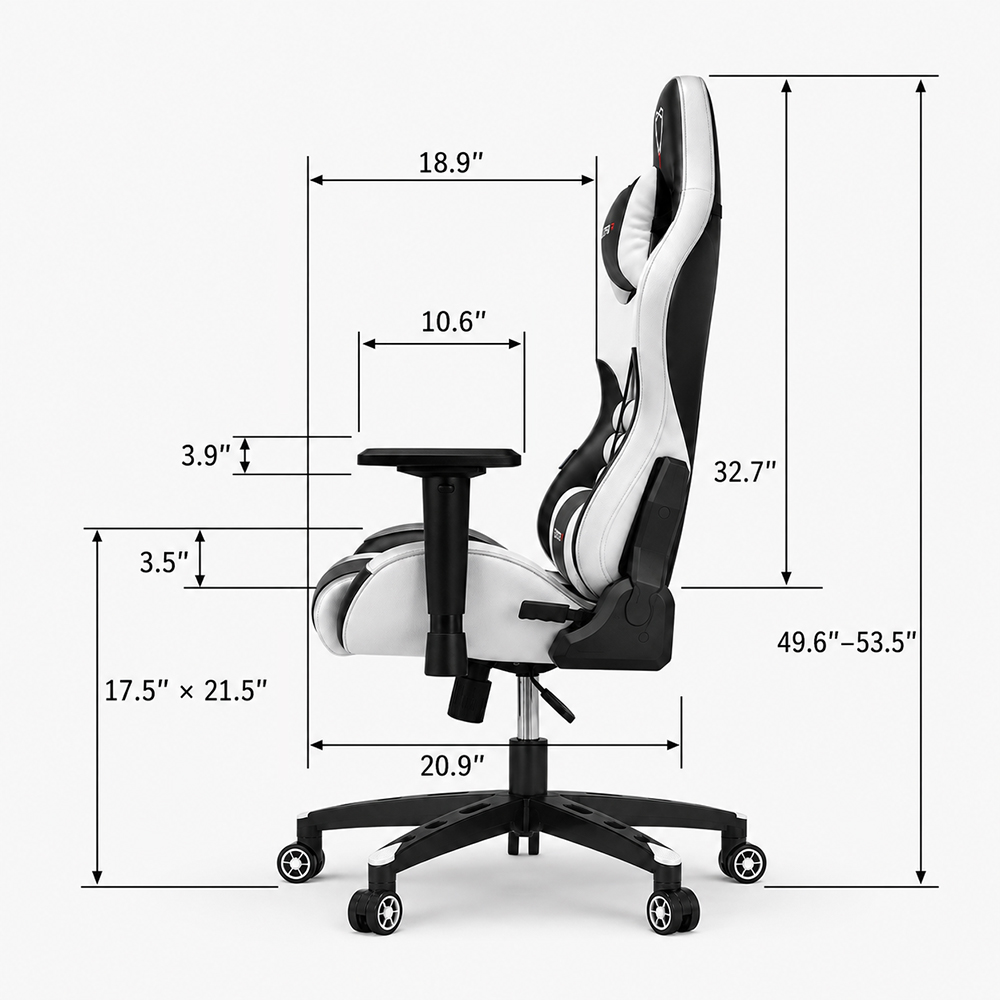 Ergonomic PU Leather Gaming Chair 2D Adjustable Armrests