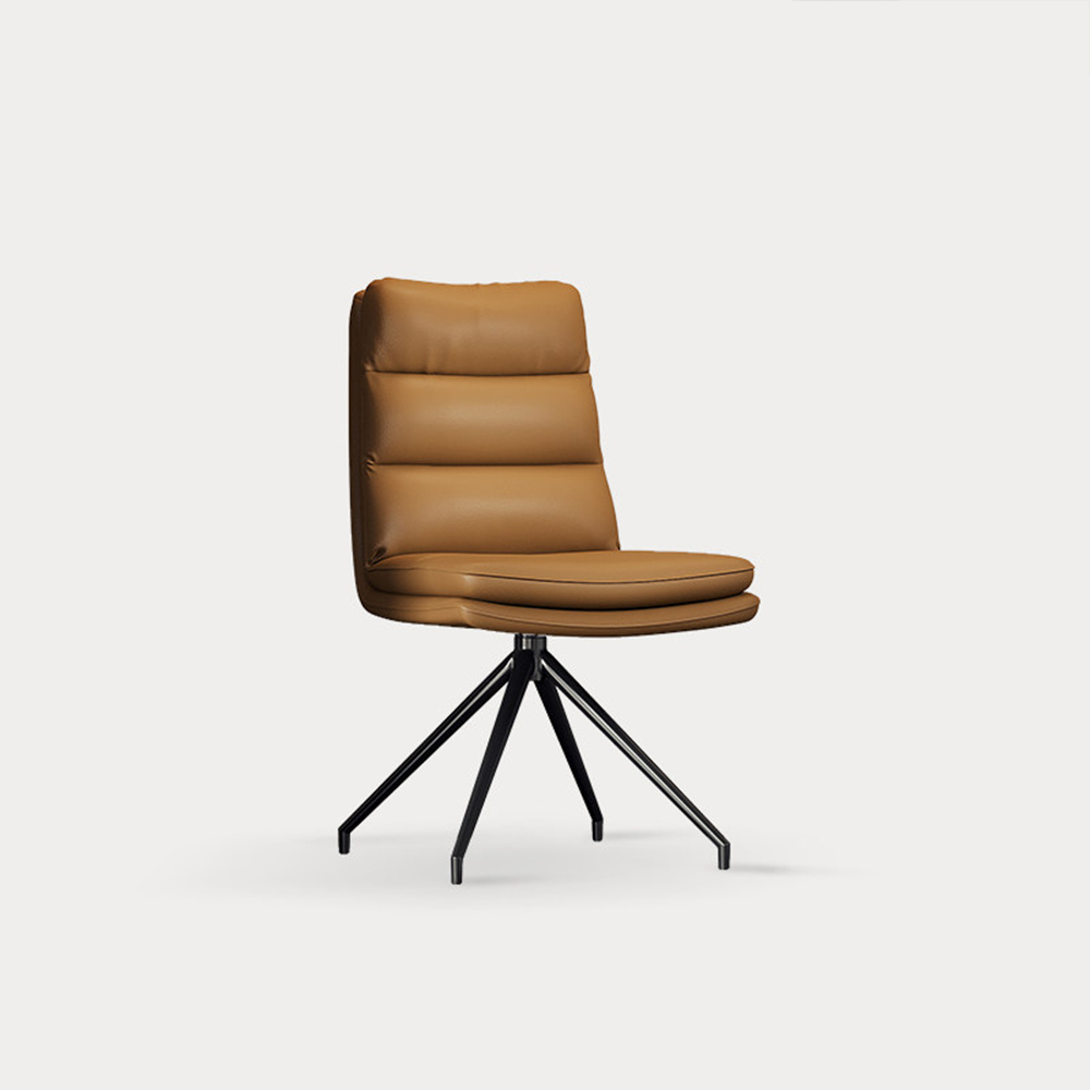 Minimalist Armless Layer Cushion Swivel Metal Leg Residential Chair 1 Piece