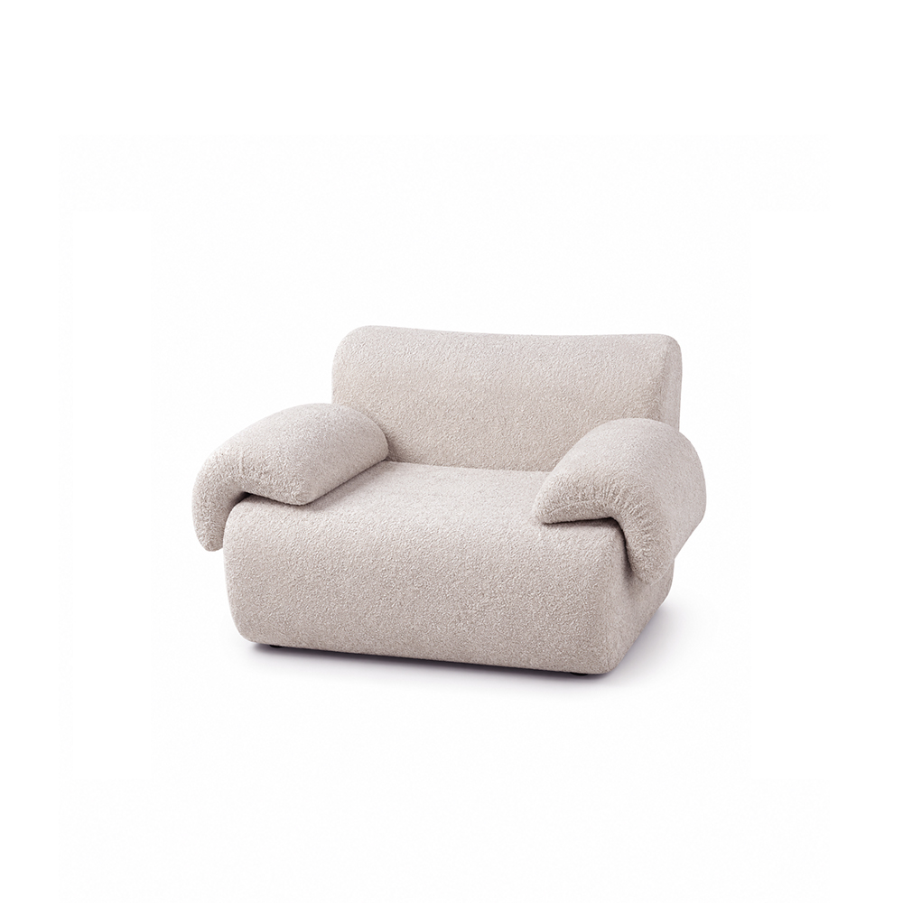 Soft and Fluffy Ivory Bouclé Compressed Sofa