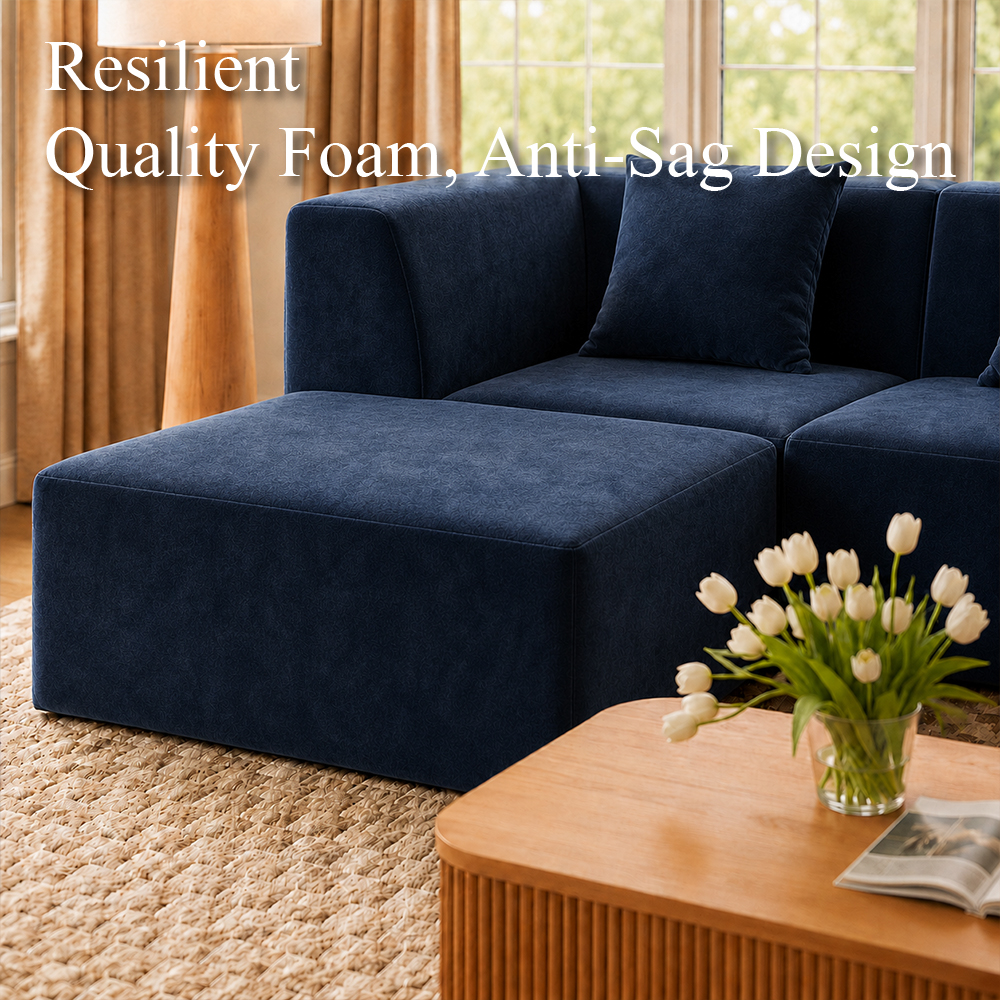 Embossed Velvet Modular Vacuum Compressed Sectional Sofa
