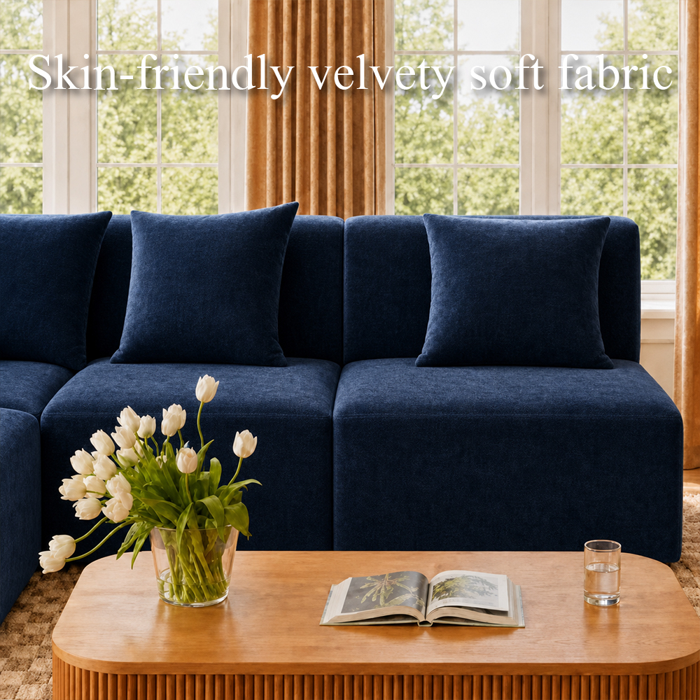 Embossed Velvet Modular Vacuum Compressed Sectional Sofa