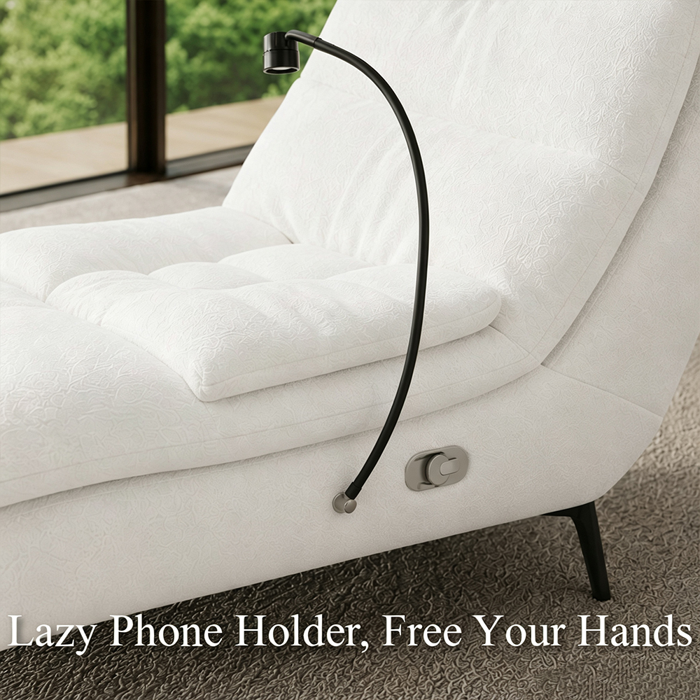 Neutral Tone Chenille Electric Recliner Media Lounge Chair