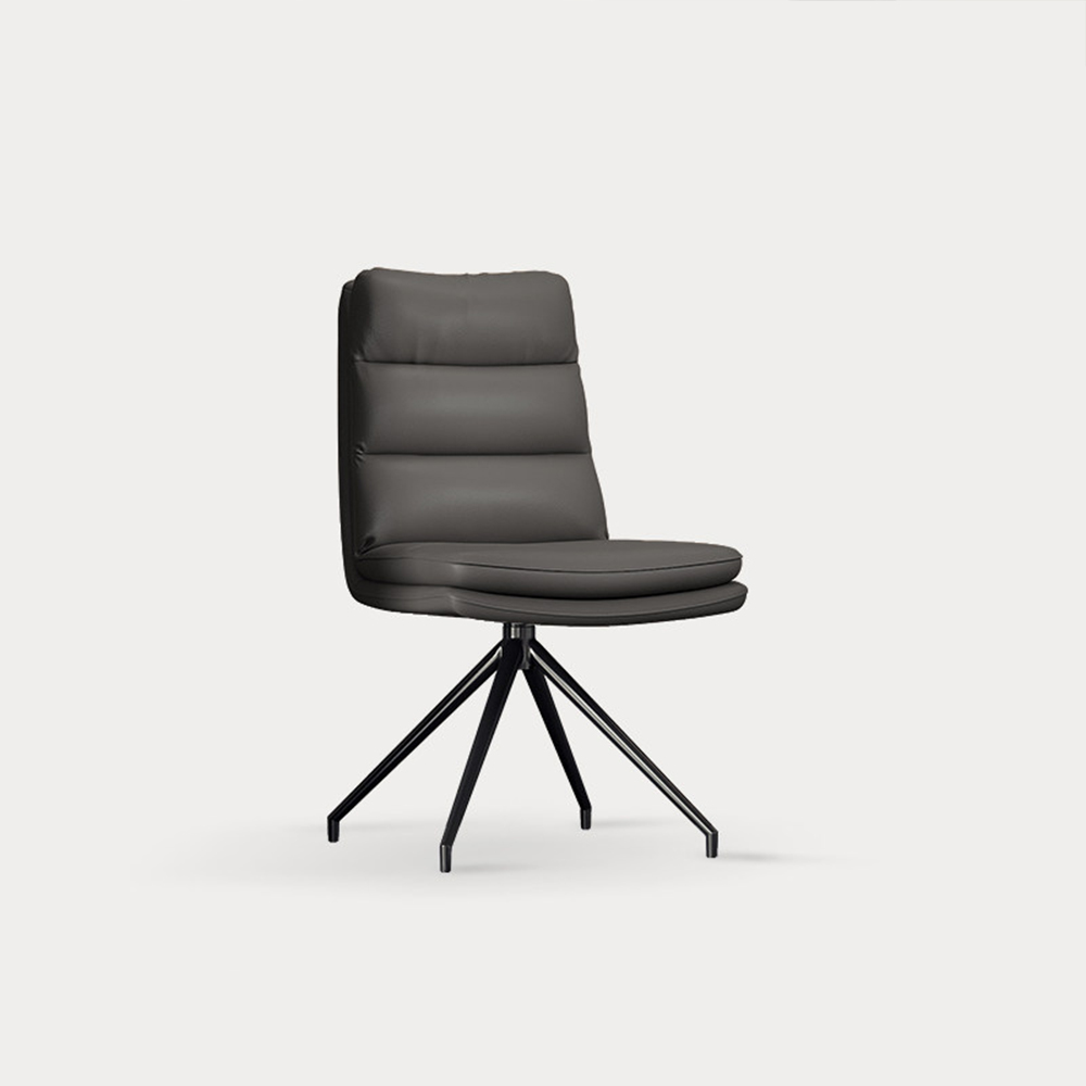 Minimalist Armless Layer Cushion Swivel Metal Leg Residential Chair 1 Piece
