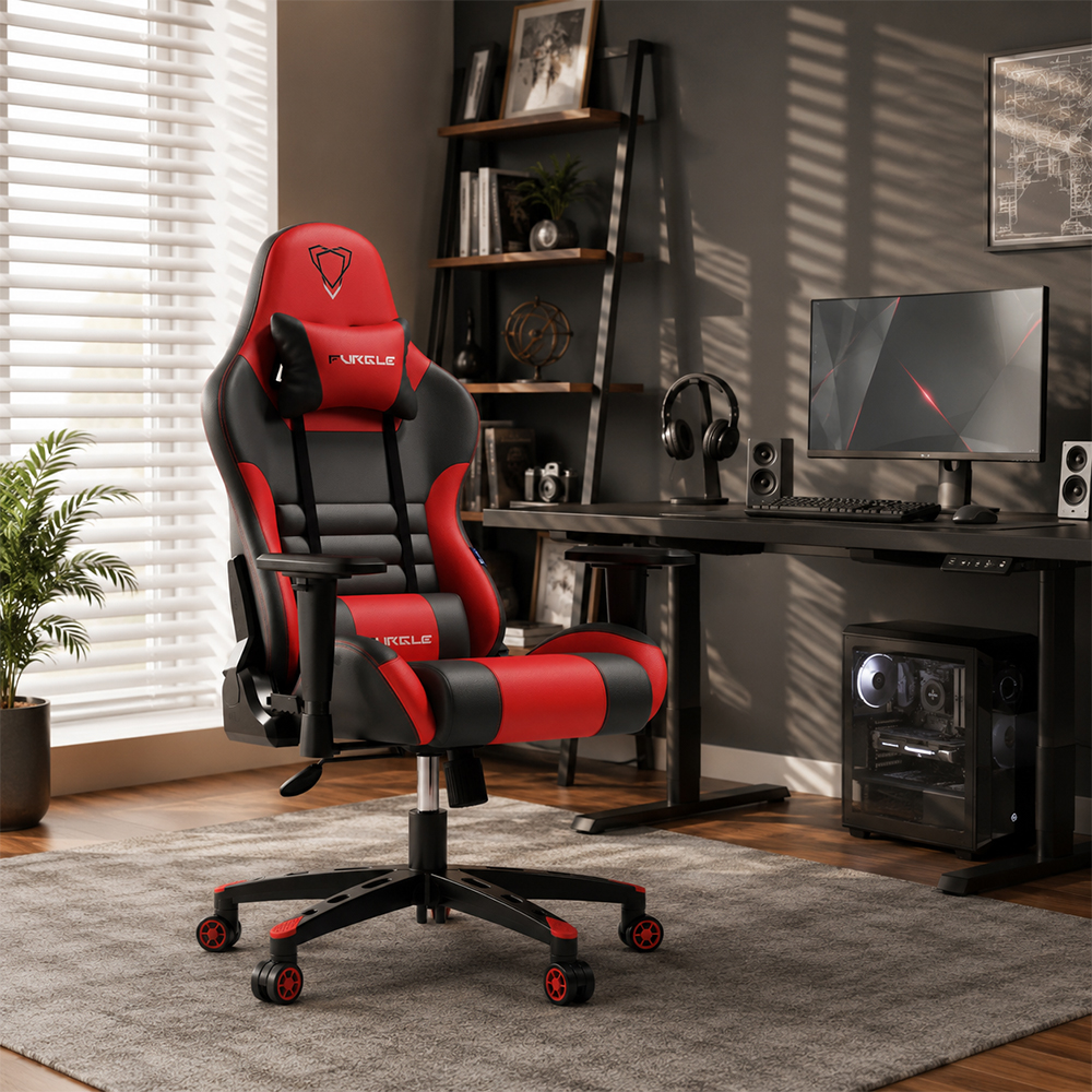 Ergonomic PU Leather Gaming Chair 2D Adjustable Armrests