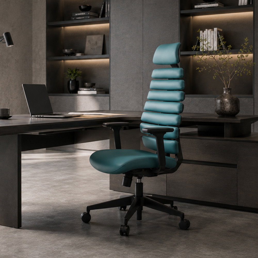 PU Leather Home Office Chair with 3D Armrests & Synchro-Tilt Mechanism