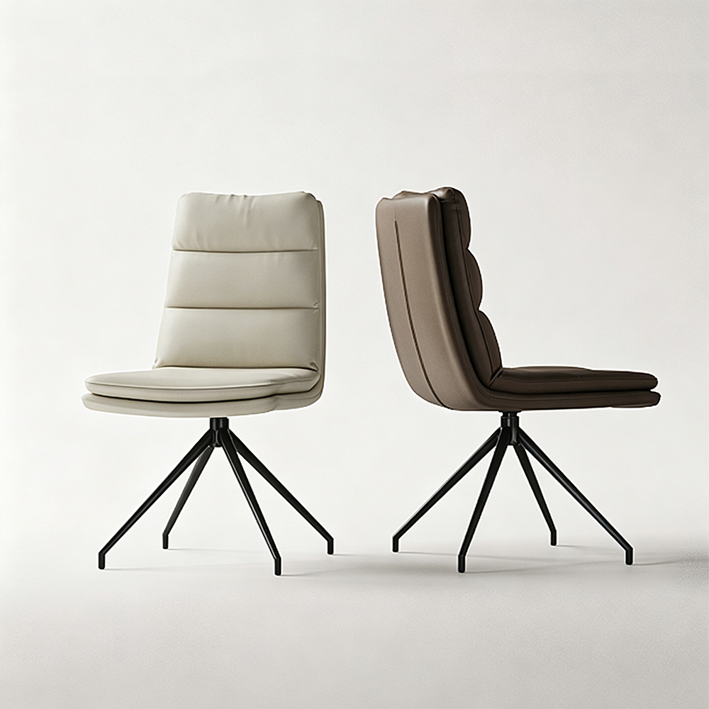 Minimalist Armless Layer Cushion Swivel Metal Leg Residential Chair 1 Piece
