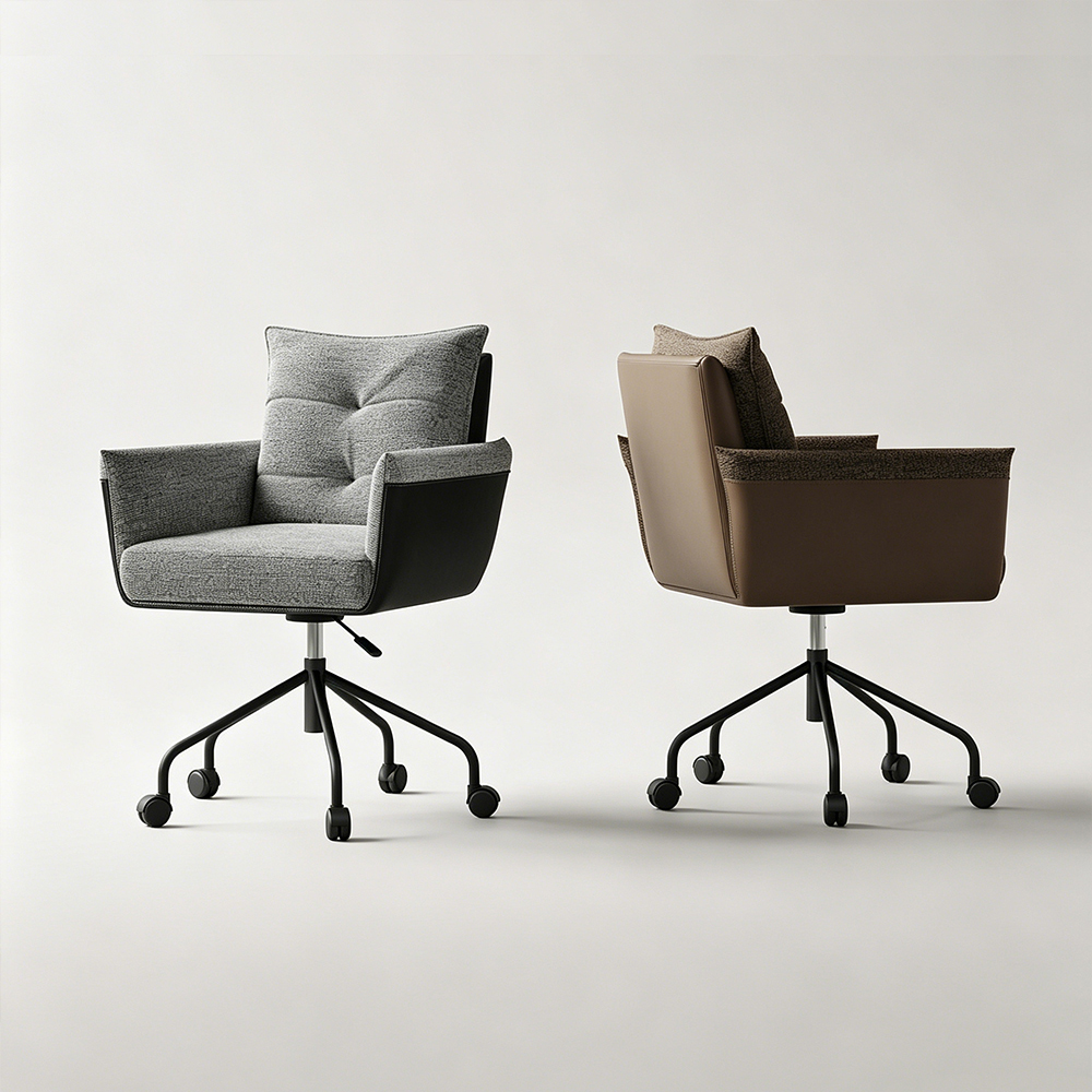 360 Swivel Height Adjustable Linen Upholstery Office Chair 1 Piece