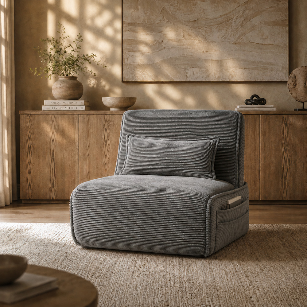 Corduroy 2 In 1 Convertible Storage Sleeper Lounge Chair
