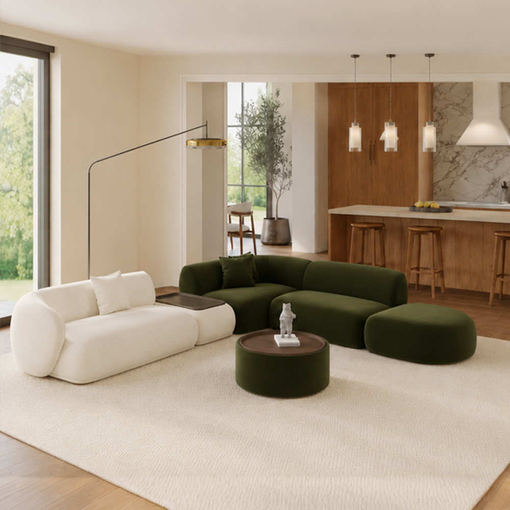 Chenille Free Combine Curved Modular Sectional Sofa