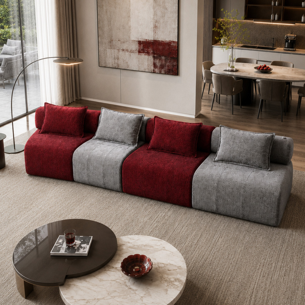 Space Saving Compressed Packaging Two Tone Modular Living Room Sofa