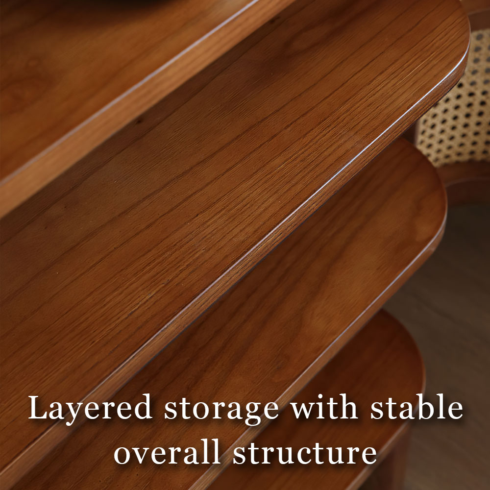 33.1" Wood Rattan Entryway Shoe Cabinet Organizer
