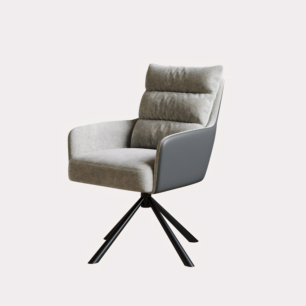 Modern Contrast Linen Leather 180 Degree Rotating Study Chair 1 Piece