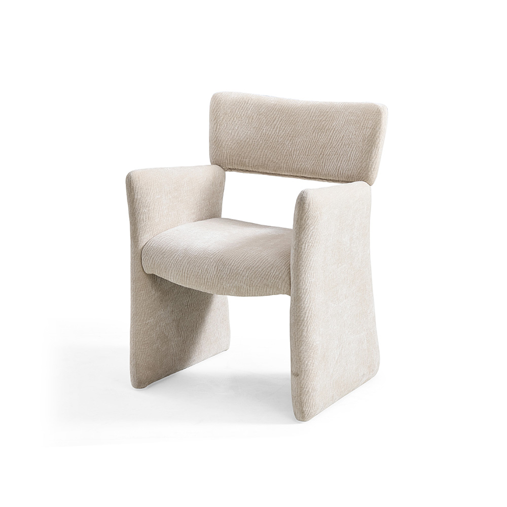 Full Wrapped Textured Chenille Sculptural Integrated Frame Dining Chair 1 Piece