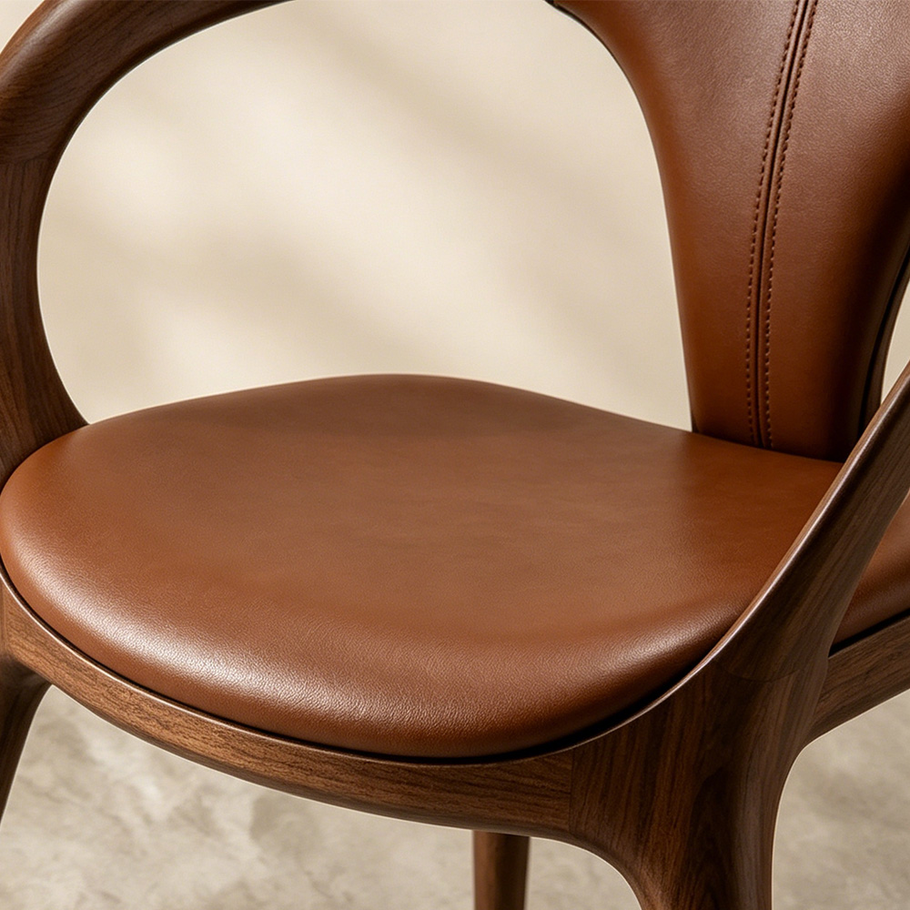 Stain Resistant Faux Leather Tapered Wood Leg Minimalist Dining Chair 1 Piece