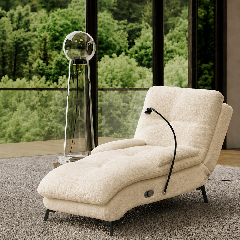Neutral Tone Chenille Electric Recliner Media Lounge Chair